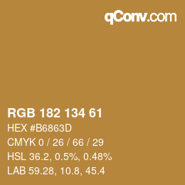 Color code: RGB 182 134 61 | qconv.com