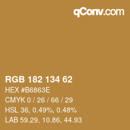 Código de color: RGB 182 134 62 | qconv.com