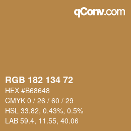 Color code: RGB 182 134 72 | qconv.com