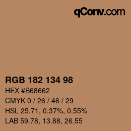 Color code: RGB 182 134 98 | qconv.com