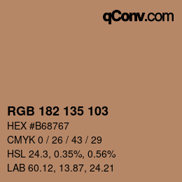 Color code: RGB 182 135 103 | qconv.com