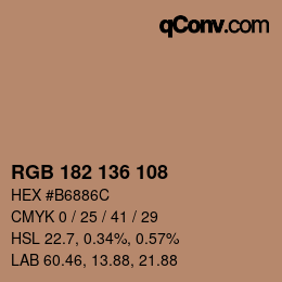 Color code: RGB 182 136 108 | qconv.com
