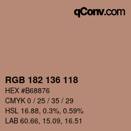 Color code: RGB 182 136 118 | qconv.com