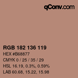 カラーコード: RGB 182 136 119 | qconv.com