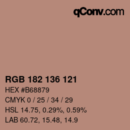 Color code: RGB 182 136 121 | qconv.com