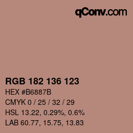 Color code: RGB 182 136 123 | qconv.com