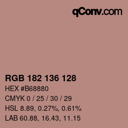 Color code: RGB 182 136 128 | qconv.com