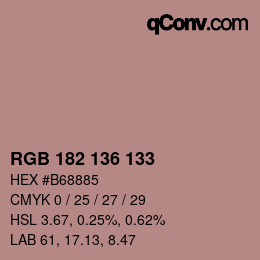 Color code: RGB 182 136 133 | qconv.com