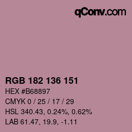 Farbcode: RGB 182 136 151 | qconv.com