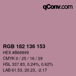 Color code: RGB 182 136 153 | qconv.com