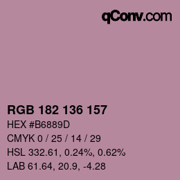 Color code: RGB 182 136 157 | qconv.com