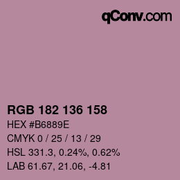 Color code: RGB 182 136 158 | qconv.com