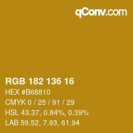 Color code: RGB 182 136 16 | qconv.com
