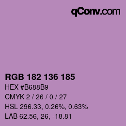 Color code: RGB 182 136 185 | qconv.com