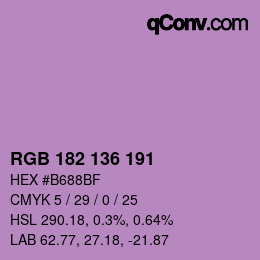 Color code: RGB 182 136 191 | qconv.com