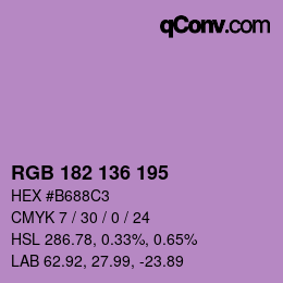 Color code: RGB 182 136 195 | qconv.com