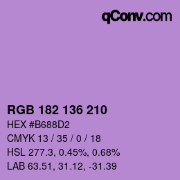 Color code: RGB 182 136 210 | qconv.com