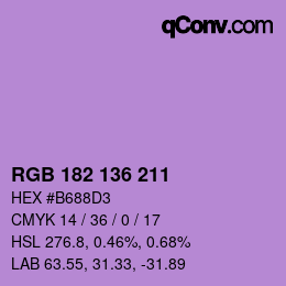 Color code: RGB 182 136 211 | qconv.com