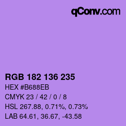 Color code: RGB 182 136 235 | qconv.com