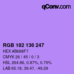 Color code: RGB 182 136 247 | qconv.com