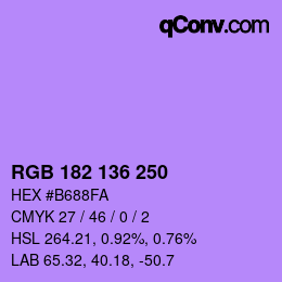 Color code: RGB 182 136 250 | qconv.com