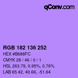 Color code: RGB 182 136 252 | qconv.com