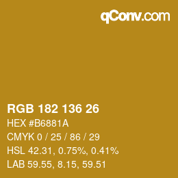 Color code: RGB 182 136 26 | qconv.com