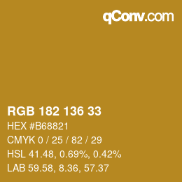 Color code: RGB 182 136 33 | qconv.com