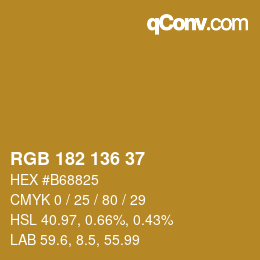 Color code: RGB 182 136 37 | qconv.com