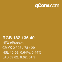 Color code: RGB 182 136 40 | qconv.com