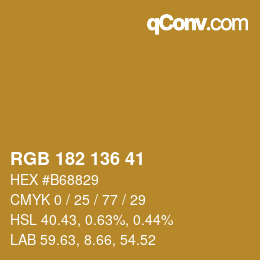 Color code: RGB 182 136 41 | qconv.com