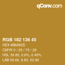 Color code: RGB 182 136 45 | qconv.com