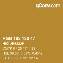 Color code: RGB 182 136 47 | qconv.com
