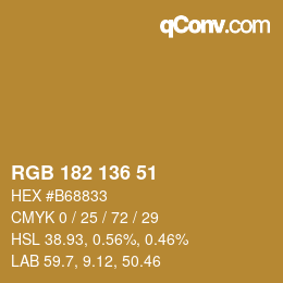 Color code: RGB 182 136 51 | qconv.com