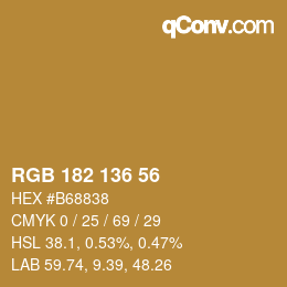 Color code: RGB 182 136 56 | qconv.com