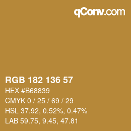 Color code: RGB 182 136 57 | qconv.com