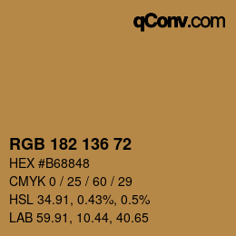 Color code: RGB 182 136 72 | qconv.com