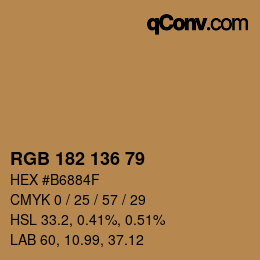 カラーコード: RGB 182 136 79 | qconv.com