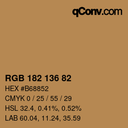 カラーコード: RGB 182 136 82 | qconv.com