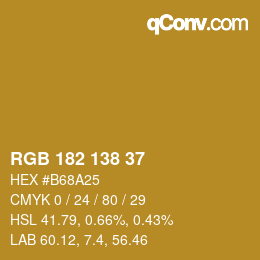 Color code: RGB 182 138 37 | qconv.com