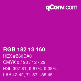 Color code: RGB 182 13 160 | qconv.com