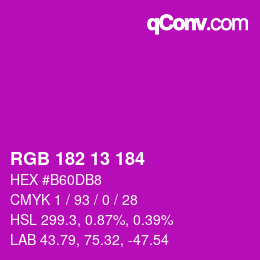 Color code: RGB 182 13 184 | qconv.com