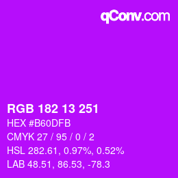Color code: RGB 182 13 251 | qconv.com