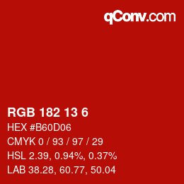 Color code: RGB 182 13 6 | qconv.com