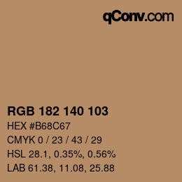 Color code: RGB 182 140 103 | qconv.com