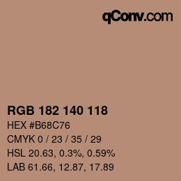 カラーコード: RGB 182 140 118 | qconv.com