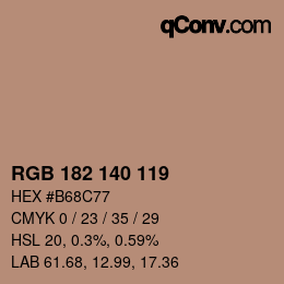 カラーコード: RGB 182 140 119 | qconv.com
