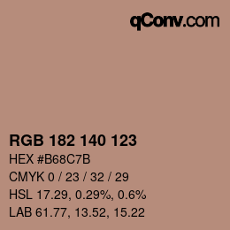 Color code: RGB 182 140 123 | qconv.com