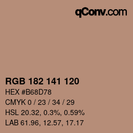 颜色代码: RGB 182 141 120 | qconv.com