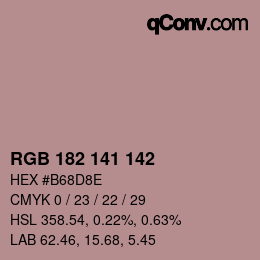 Color code: RGB 182 141 142 | qconv.com